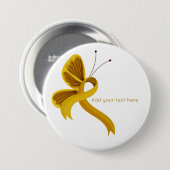 Gold Awareness Ribbon Butterfly Button (Voorkant /achterkant)