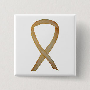 Gold Awareness Ribbon Custom Art Pin Vierkante Button 5,1 Cm