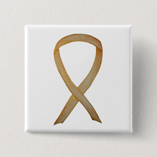 Gold Awareness Ribbon Custom Art Pin Vierkante Button 5,1 Cm (Voorkant)