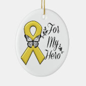 Gold Awareness Ribbon for My Hero Keramisch Ornament (Rechts)