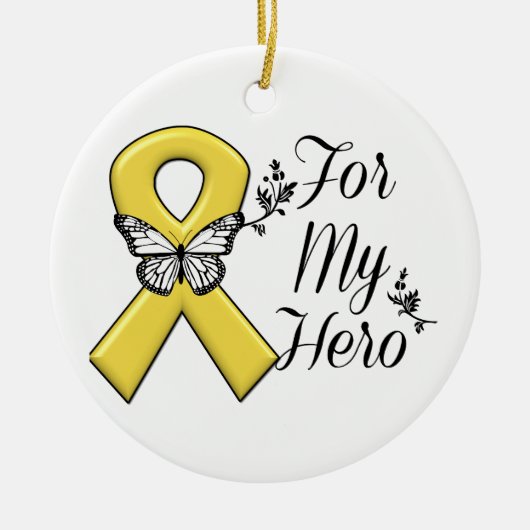 Gold Awareness Ribbon for My Hero Keramisch Ornament (Voorkant)
