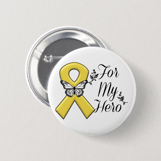 Gold Awareness Ribbon for My Hero Ronde Button 5,7 Cm (Voorkant /achterkant)