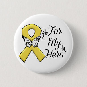 Gold Awareness Ribbon for My Hero Ronde Button 5,7 Cm