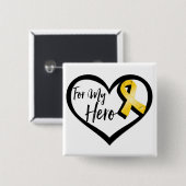 Gold Awareness Ribbon for My Hero Vierkante Button 5,1 Cm (Voorkant /achterkant)