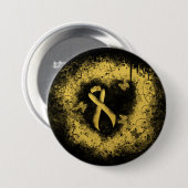 Gold Awareness Ribbon Grunge Heart Ronde Button 7,6 Cm (Voorkant /achterkant)