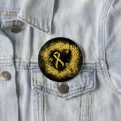 Gold Awareness Ribbon Grunge Heart Ronde Button 7,6 Cm (In situ)