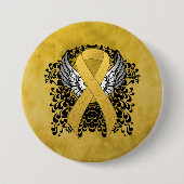 Gold Awareness Ribbon met Wings Ronde Button 7,6 Cm (Voorkant)