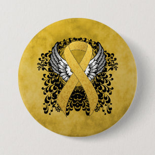 Gold Awareness Ribbon met Wings Ronde Button 7,6 Cm