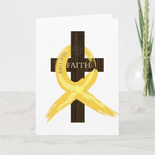 Gold Awareness Ribbon on Cross Kaart (Voorkant)