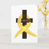 Gold Awareness Ribbon on Cross Kaart (Gele Bloem)