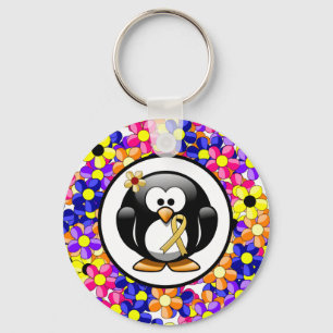 Gold Awareness Ribbon Penguin Sleutelhanger