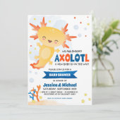 Gold Axolotl Boy Baby shower Kaart (Staand voorkant)