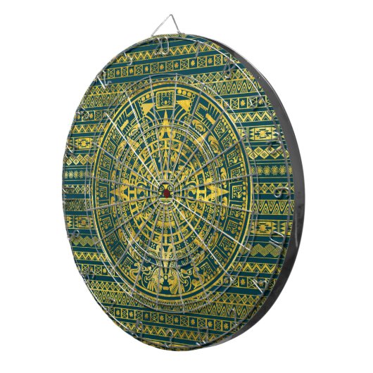 Gold Aztec Inca Mayan Calendar Dartbord (Voorkant Rechts)