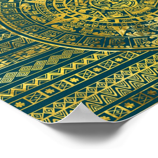 Gold Aztec Inca Mayan Calendar Poster (Hoek)