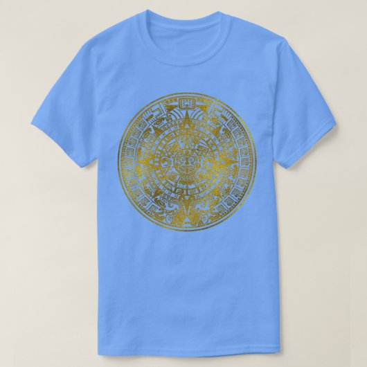Gold Aztec Inca Mayan Calendar T-shirt (Design voorkant)