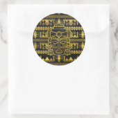 Gold Aztec Inca Mayan Masker Ronde Sticker (Tas)