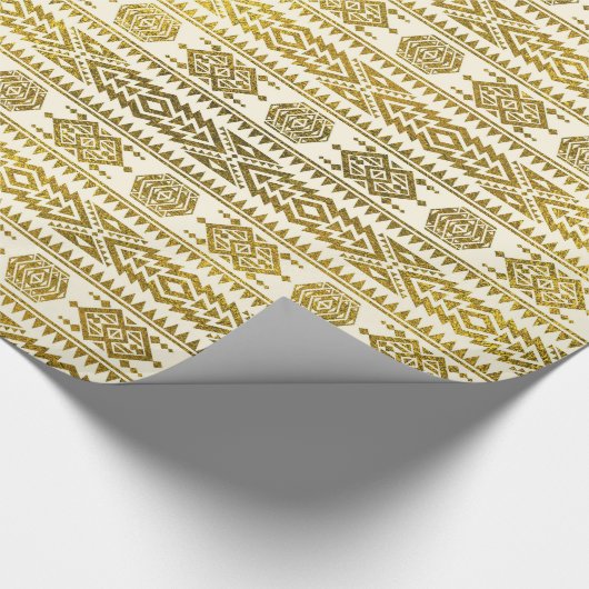 Gold Aztec Peruvian Tribal Pattern Cadeaupapier (Hoek)