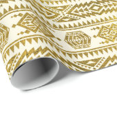 Gold Aztec Peruvian Tribal Pattern Cadeaupapier (Rol Hoek)