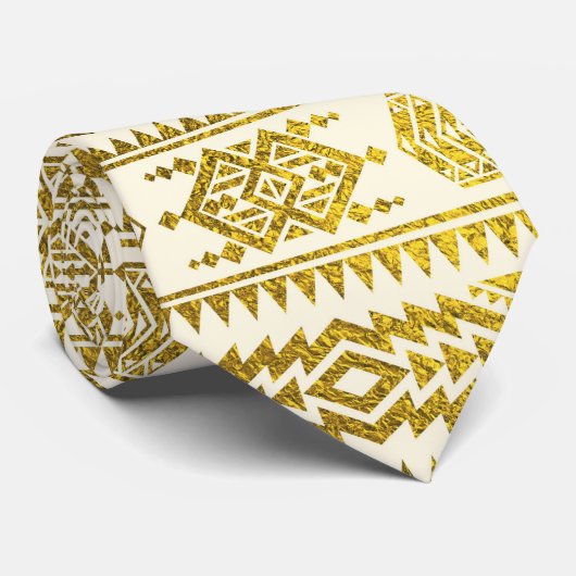 Gold Aztec Peruvian Tribal Pattern Stropdas (Opgerold)