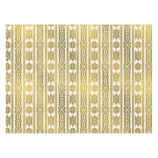 Gold Aztec Peruvian Tribal Pattern Tafelkleed (Voorkant (Horizontaal))