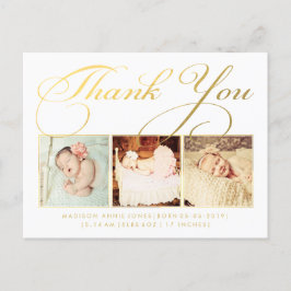 Gold Baby Bedankt Sip & See Briefkaart
