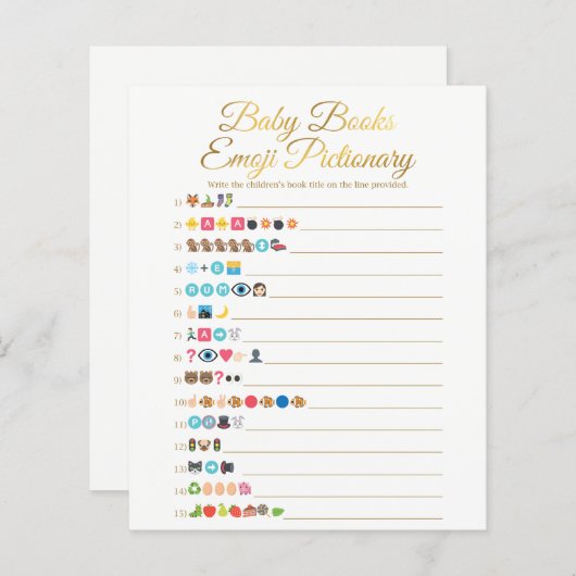 Gold Baby Books Emoji Pictionary Game (Voorkant / Achterkant)