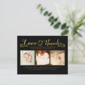 Gold Baby Geboorteaankondiging SIP & SEE Briefkaar Aankondigingskaart (Staand voorkant)