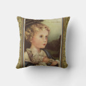 Gold Baby Jesus houdster Lamb met Latijnse woorden Kussen (Achterkant)