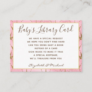 Gold Baby Library Book Request Pink Gold Princess Informatiekaartje