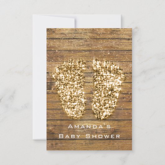 Gold Baby shower Feet Wood Rustiljongen Kaart (Achterkant)
