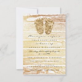 Gold Baby shower Feet Wood Rustiljongen Kaart