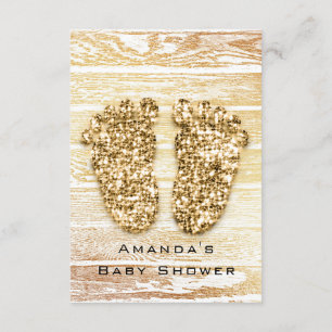 Gold Baby shower Feet Wood Rustiljongen Kaart