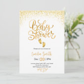 Gold Baby shower Invitation Kaart (Staand voorkant)
