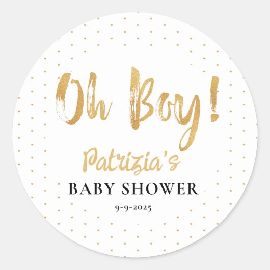 Gold Baby shower Ronde Sticker (Voorkant)
