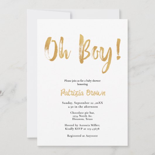 Gold Baby shower Uitnodiging (Voorkant)