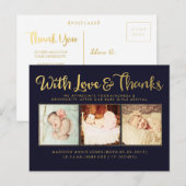 Gold Baby Sip en Zie Briefkaart Photo Template (Voorkant / Achterkant)
