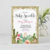 Gold Baby Sprinkle Uitnodigingen (Staand voorkant)