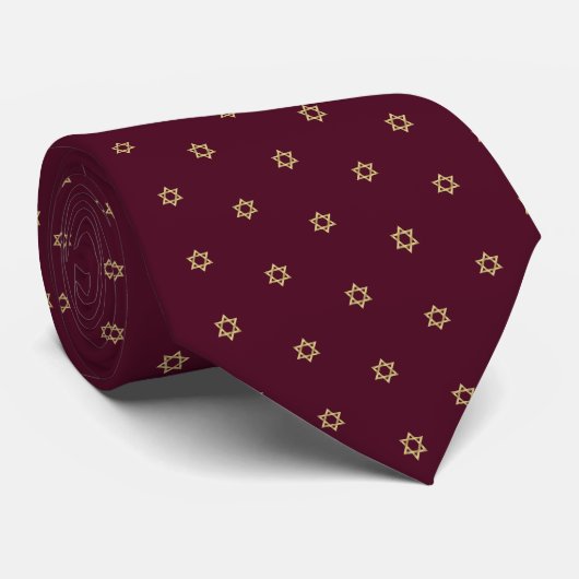Gold Baby Star van David Burgundy Stropdas (Opgerold)