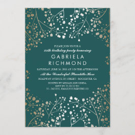 Gold Baby's Blauwgroen Elegant Birthday Party Kaart