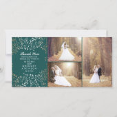 Gold Baby's Breath Blauwgroen trouwfoto Dank u Bedankkaart (Voorkant)