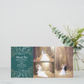 Gold Baby's Breath Blauwgroen trouwfoto Dank u Bedankkaart (Staand voorkant)