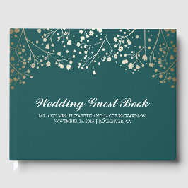 Gold Baby's Breath Bloemen Elegante Blauwgroen bru Gastenboek