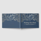 Gold Baby's Breath Bloemen Elegante Marine Trouwen Gastenboek (Volledig)