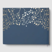 Gold Baby's Breath Bloemen Elegante Marine Trouwen Gastenboek (Achterkant)