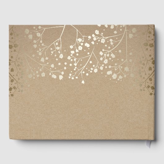 Gold Baby's Breath Bloemen Kraft Stijl Trouwen Gastenboek (Achterkant)
