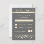 Gold Baby's Breath Chique Lijst Bruiloft RSVP Kaar Kaartje (Voorkant)