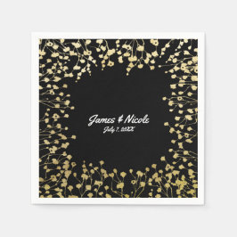 Gold Baby's Breath Floral Elegant Black Servet
