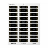 Gold Baby's Breath Floral Elegant Black Wedding Etiket (Full Sheet)