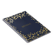 Gold Baby's Breath Floral Elegant Blue Notitieboek (Rechterzijde)