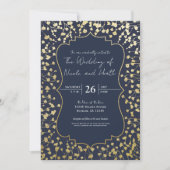 Gold Baby's Breath Floral Rustic Blue Wedding Kaart (Voorkant)
